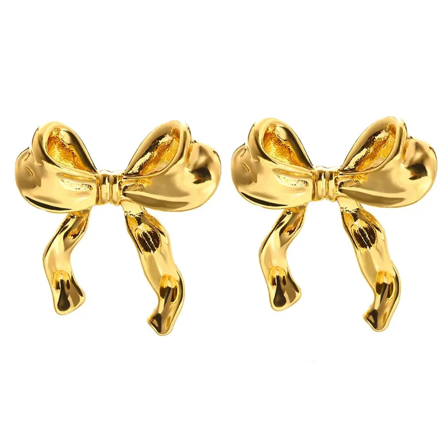 Bowknot Stainless Steel Gold & Silver Earrings