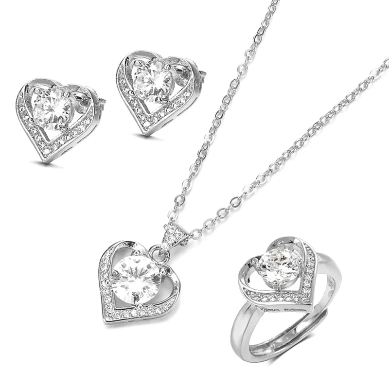 18K Gold & Silver Zircon Jewelry Sets