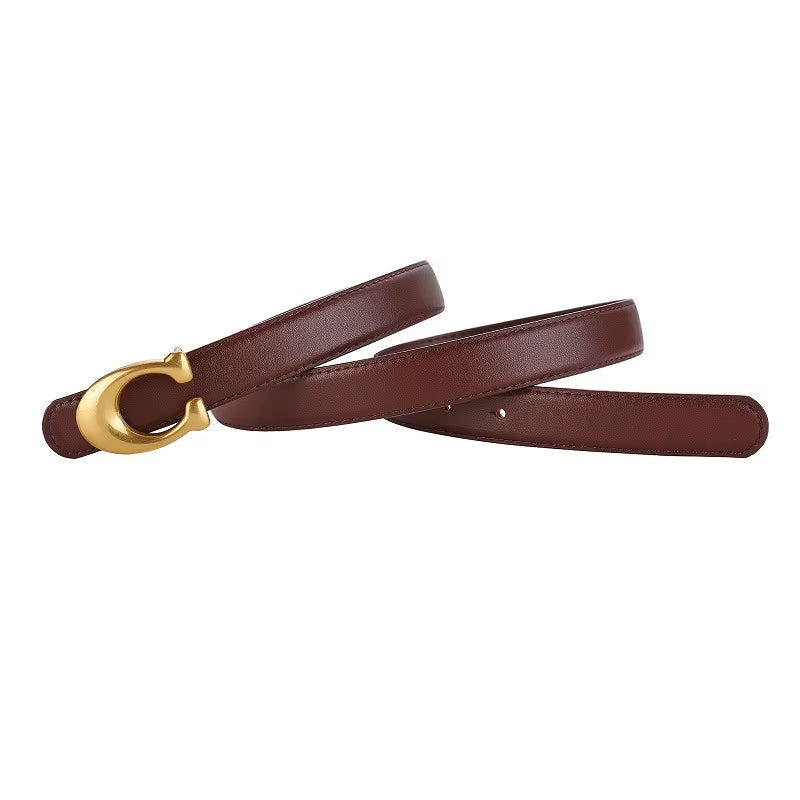 Gold Buckle Leather Belt