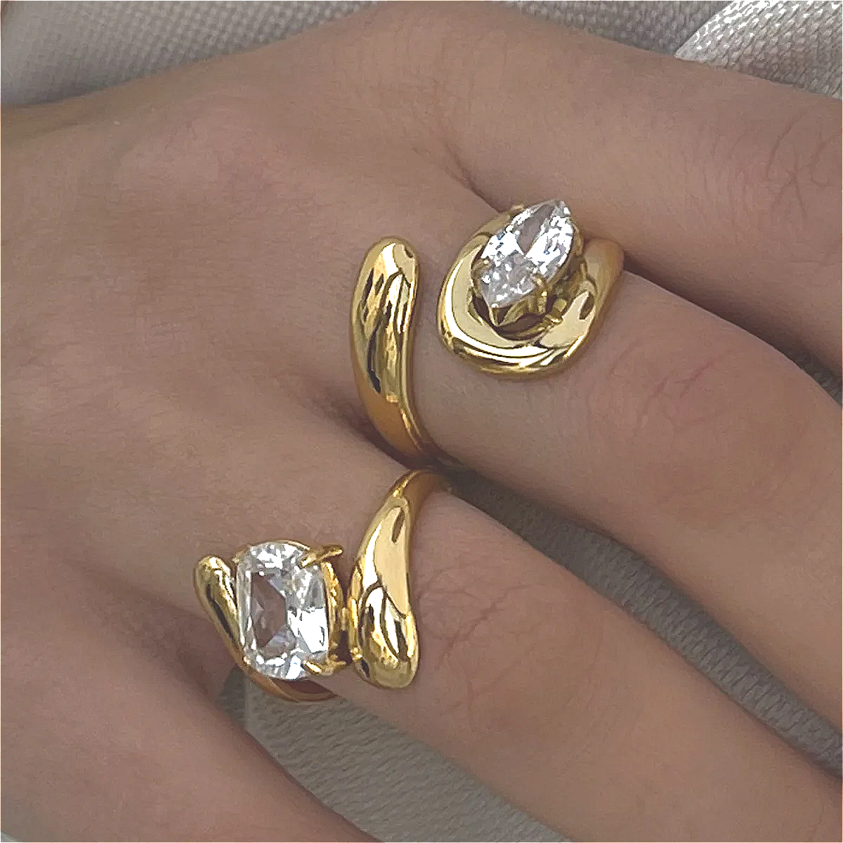 Stainless Steel 18K Gold Plated Zircon Rings