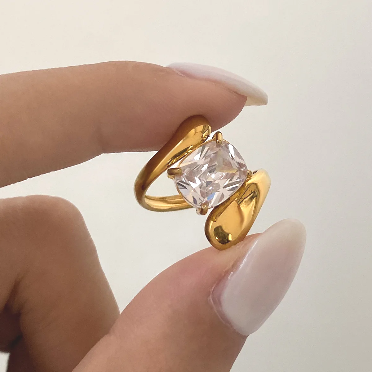 Stainless Steel 18K Gold Plated Zircon Rings