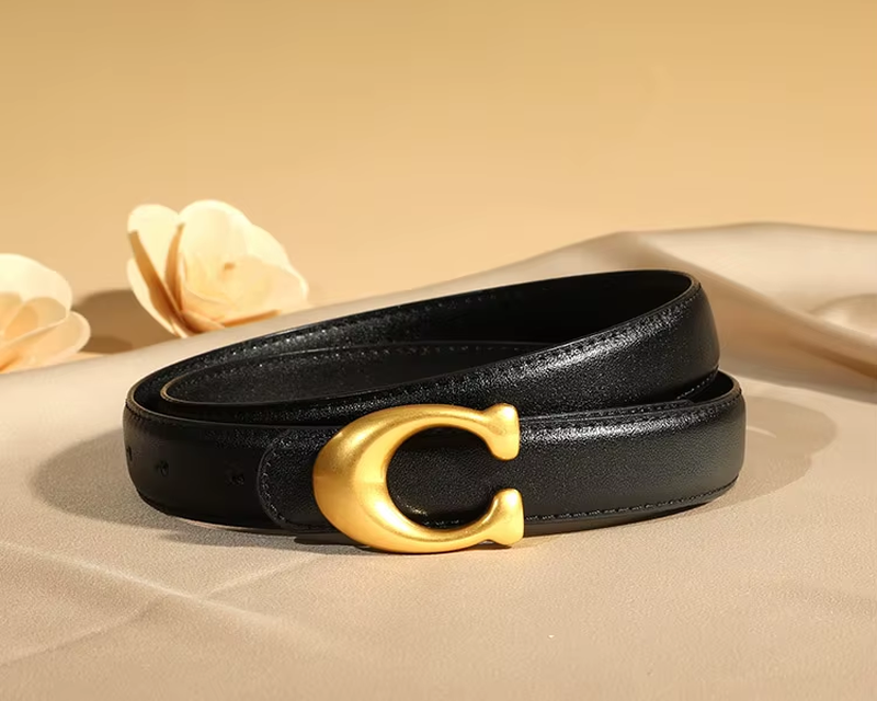 Gold Buckle Leather Belt