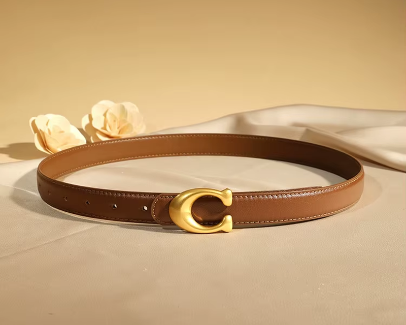 Gold Buckle Leather Belt