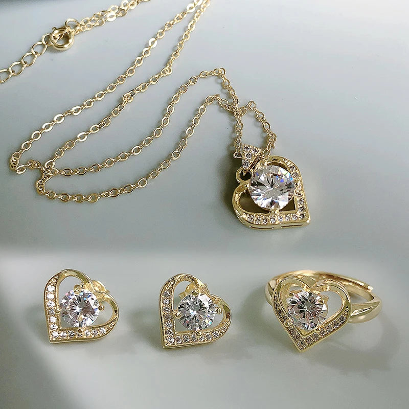 18K Gold & Silver Zircon Jewelry Sets