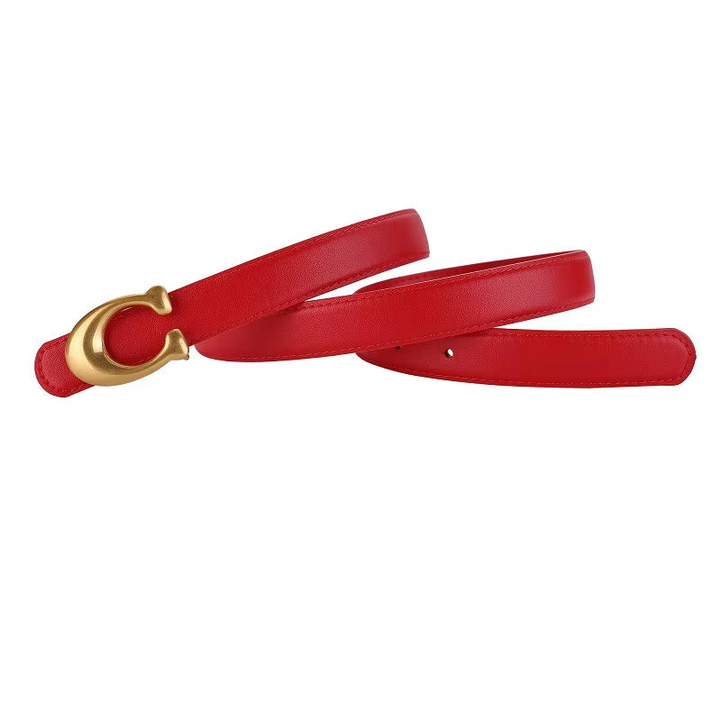 Gold Buckle Leather Belt
