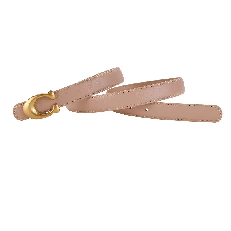 Gold Buckle Leather Belt