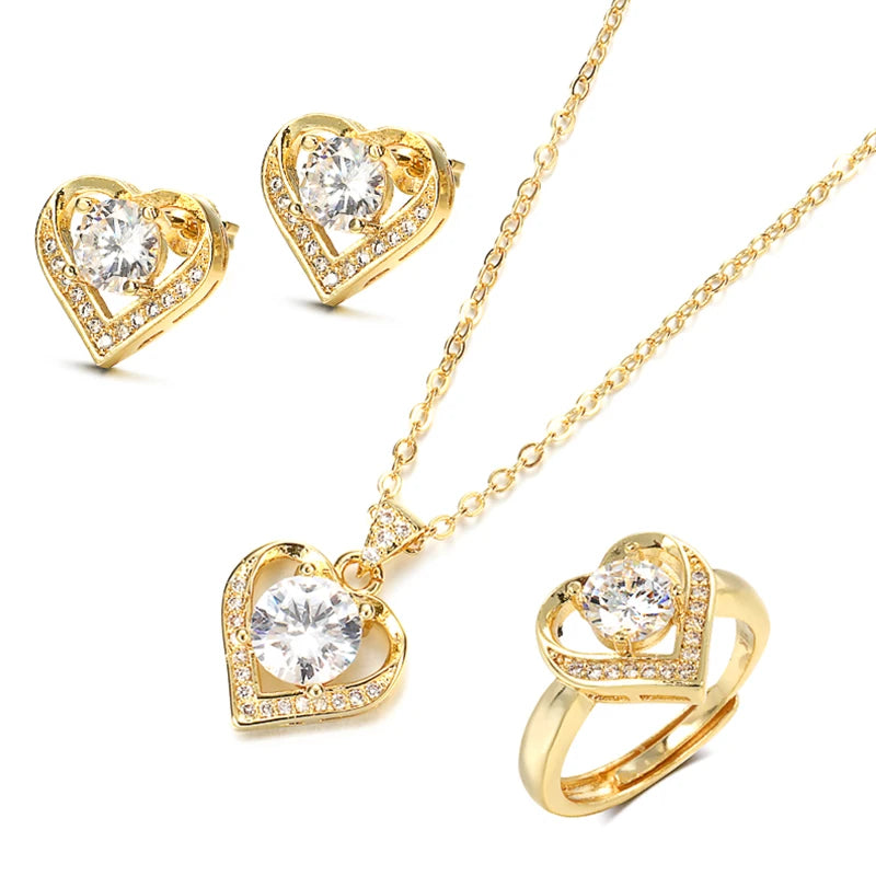 18K Gold & Silver Zircon Jewelry Sets