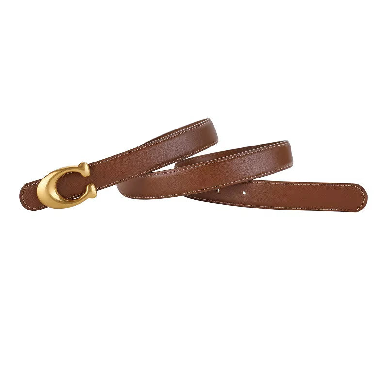 Gold Buckle Leather Belt