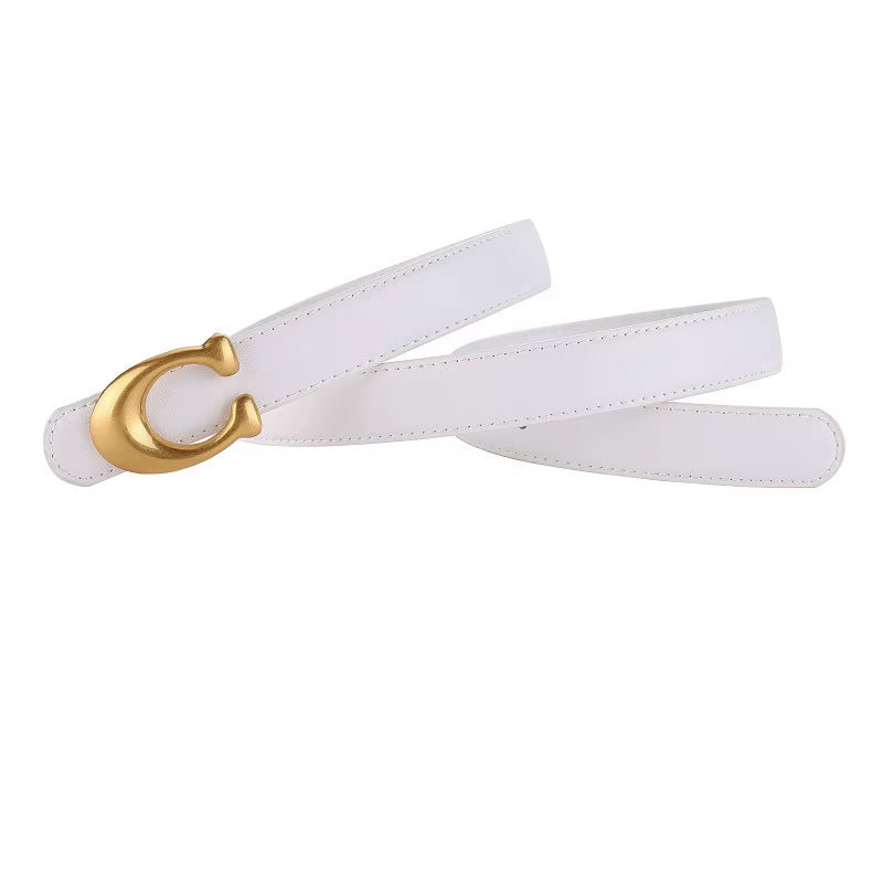 Gold Buckle Leather Belt