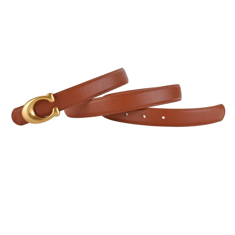 Gold Buckle Leather Belt