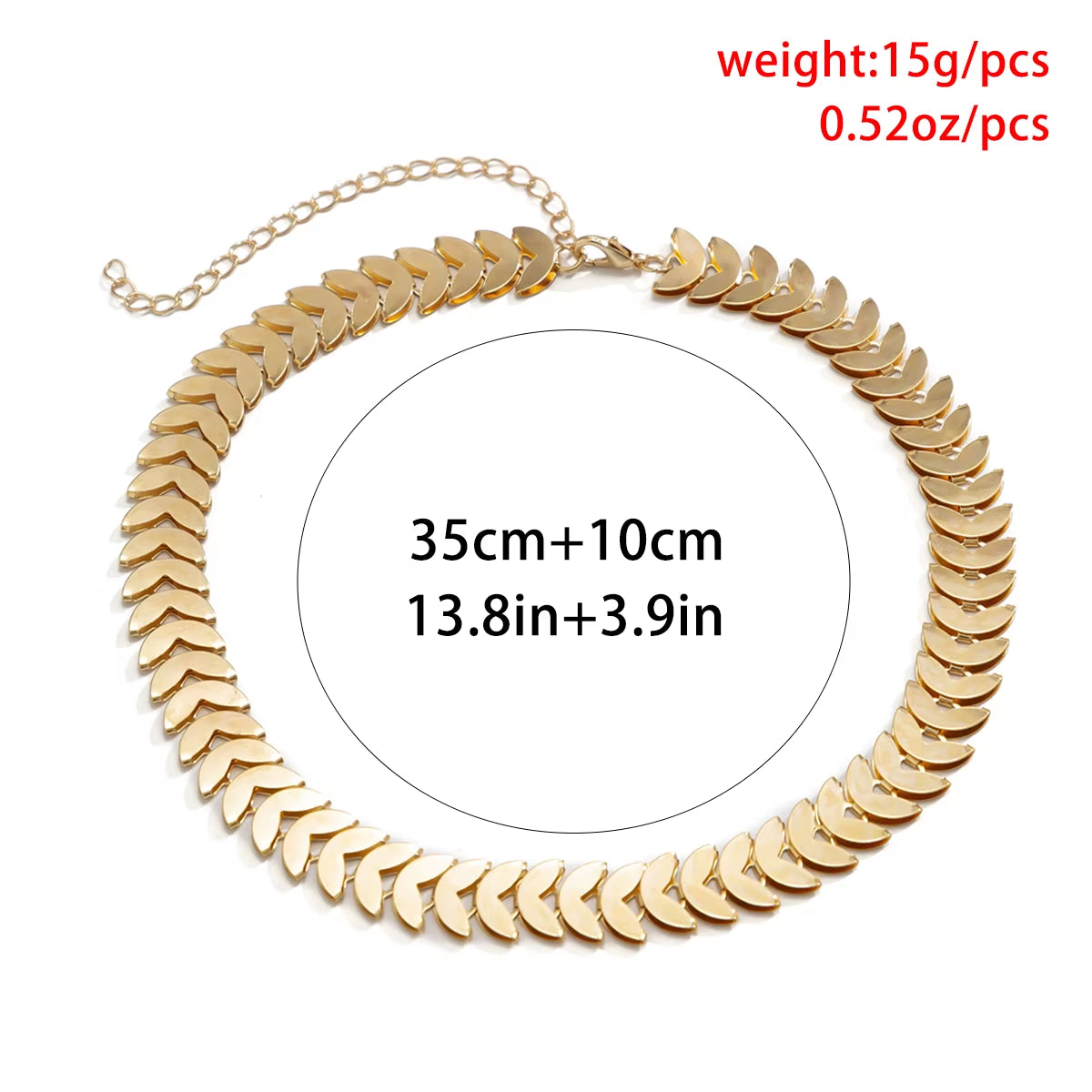 Gold Leaf Chain Choker Necklace