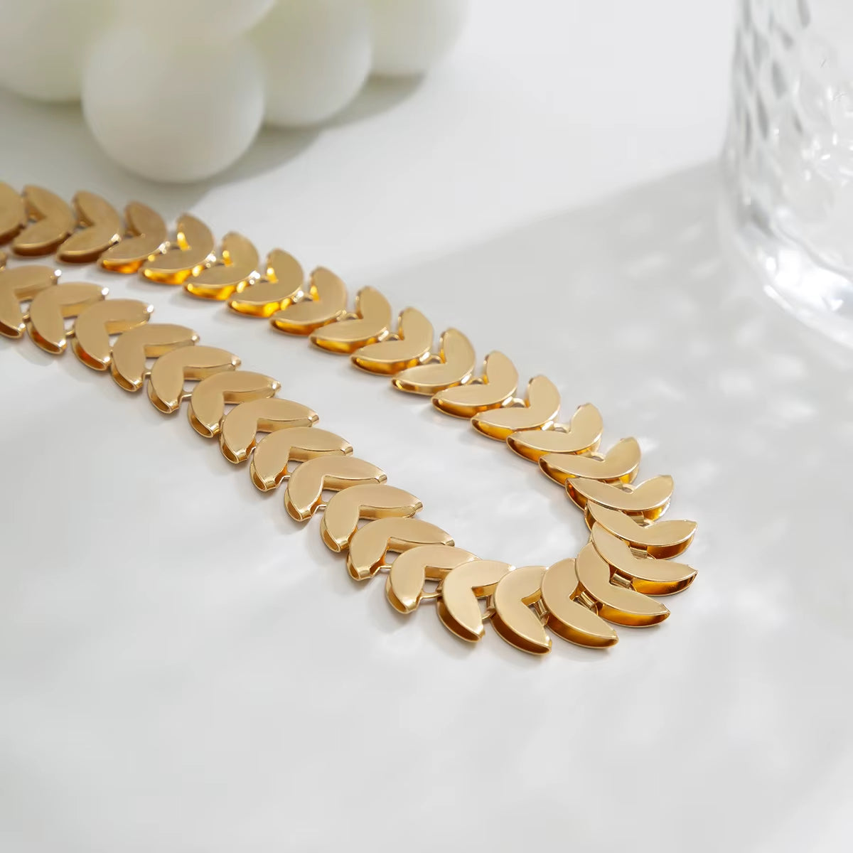 Gold Leaf Chain Choker Necklace