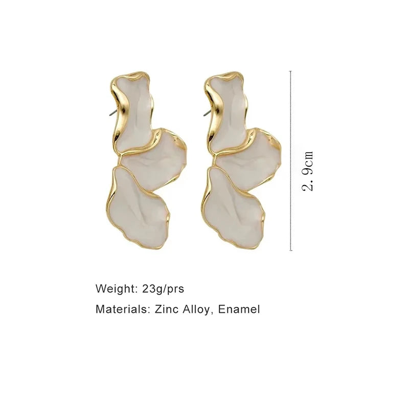 Cream Flower Petal Design Statement Earrings