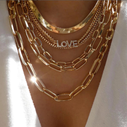 Boho Multi-Layer Crystal Pendant Necklace Sets