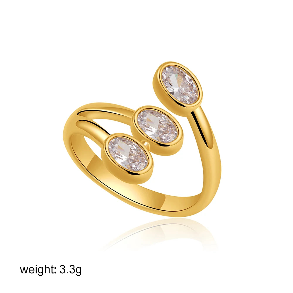Stainless Steel 18K Gold Plated Zircon Rings