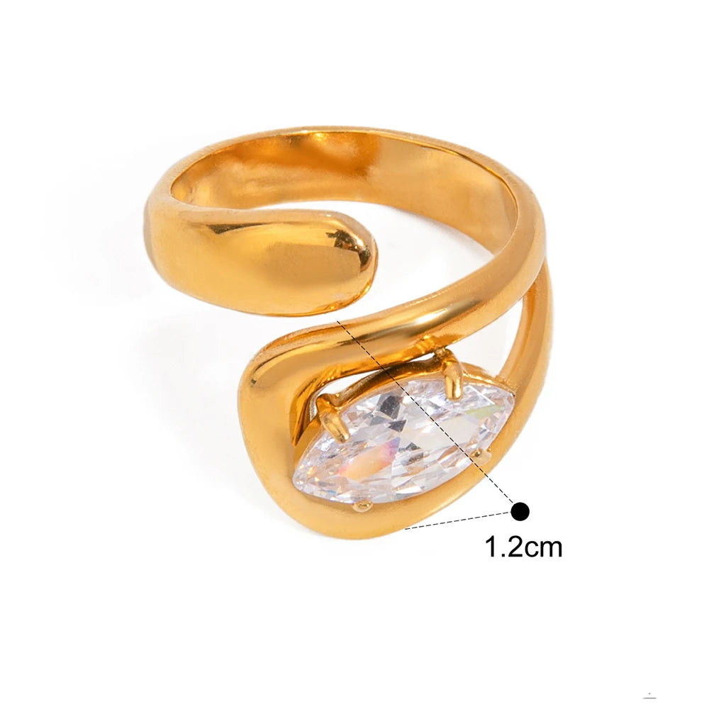 Stainless Steel 18K Gold Plated Zircon Rings