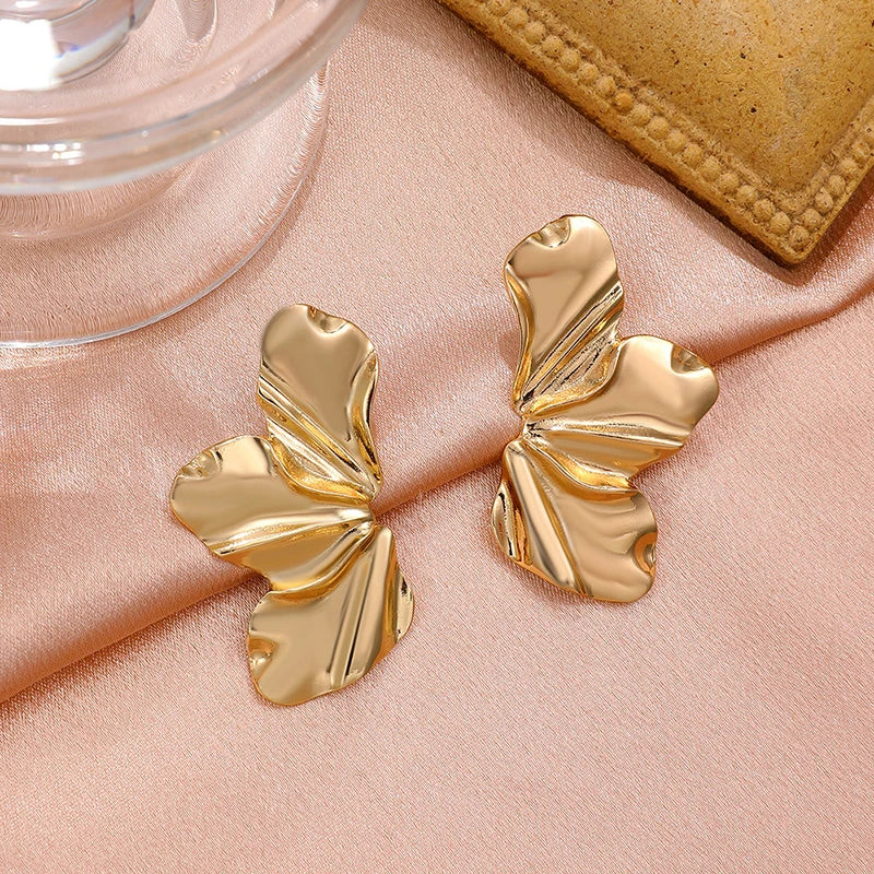 Stainless Steel Chic Petal Stud Earrings