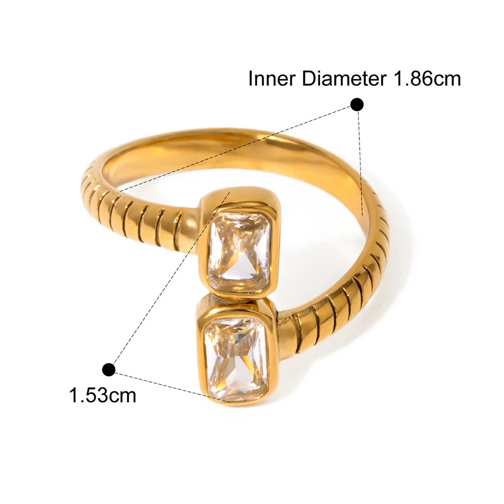 Stainless Steel 18K Gold Plated Zircon Rings
