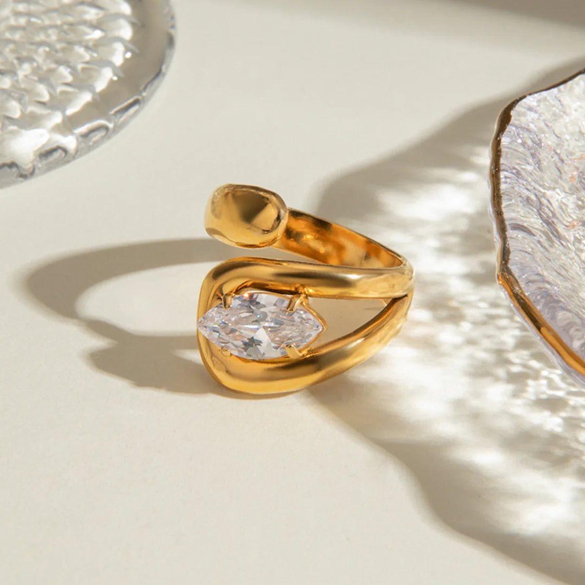 Stainless Steel 18K Gold Plated Zircon Rings