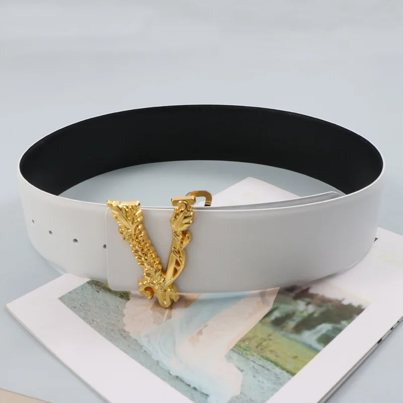 Metallic Gold Large V-shaped Buckle Belt