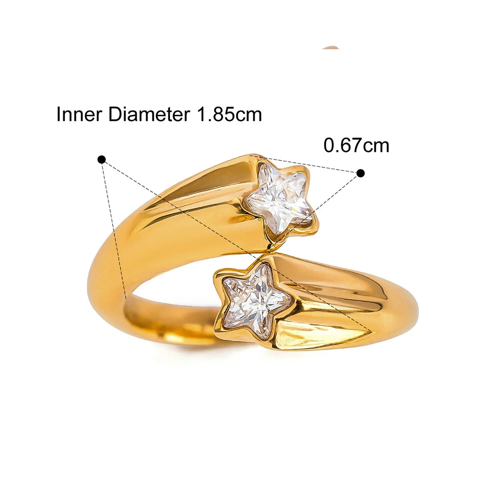 Stainless Steel 18K Gold Plated Zircon Rings
