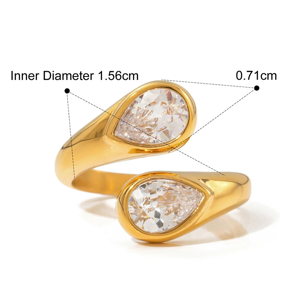 Stainless Steel 18K Gold Plated Zircon Rings