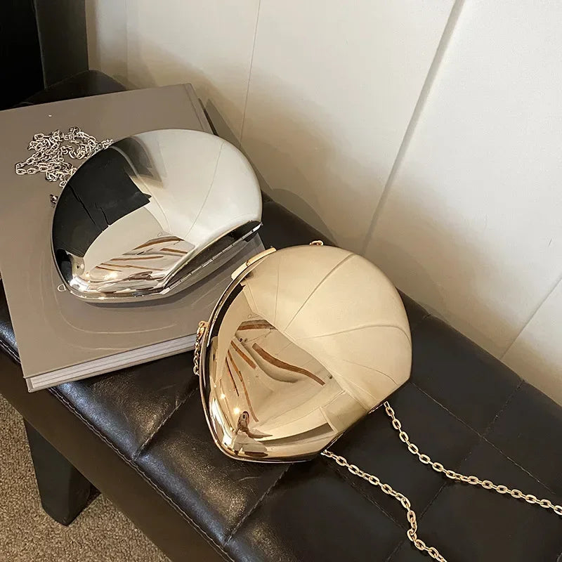 Shell Shape Clutch Bag Gold & Silver