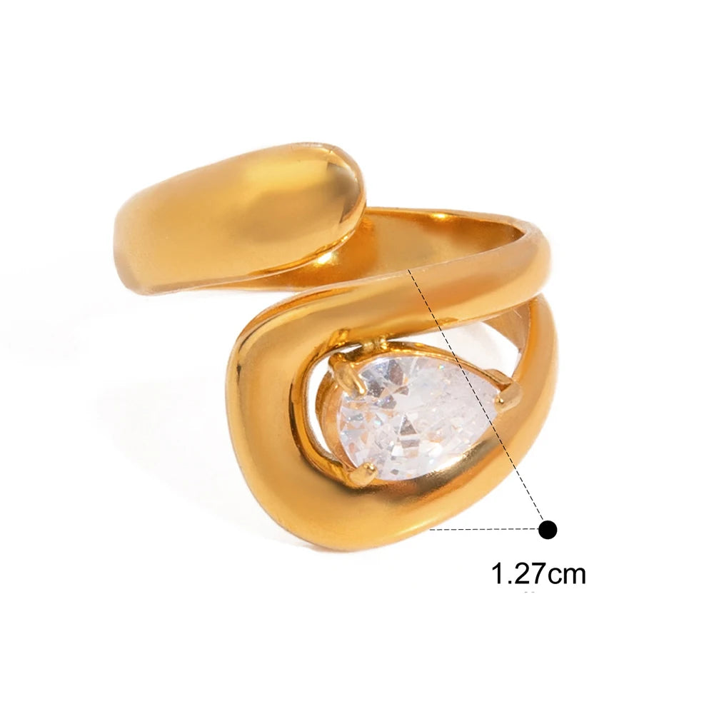 Stainless Steel 18K Gold Plated Zircon Rings