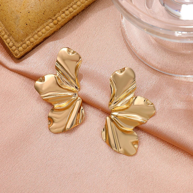 Stainless Steel Chic Petal Stud Earrings