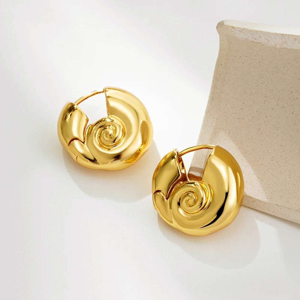 Stainless Steel Gold Plated Beach Shell Earrings