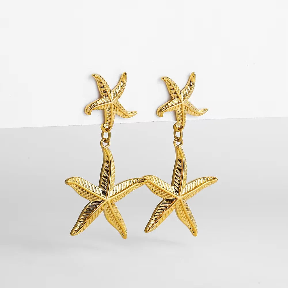 Stainless Steel Gold Plated Beach Shell Earrings