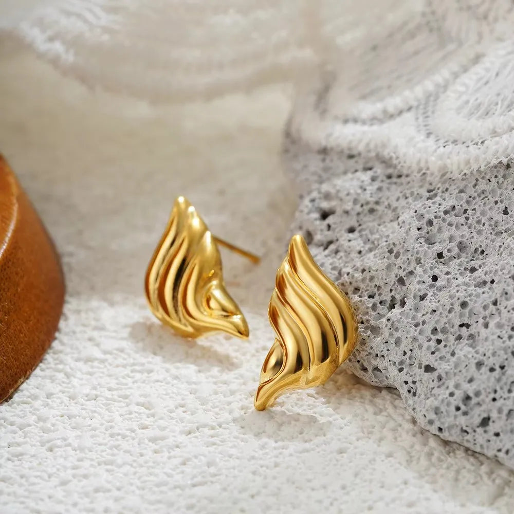 Stainless Steel Gold Plated Beach Shell Earrings