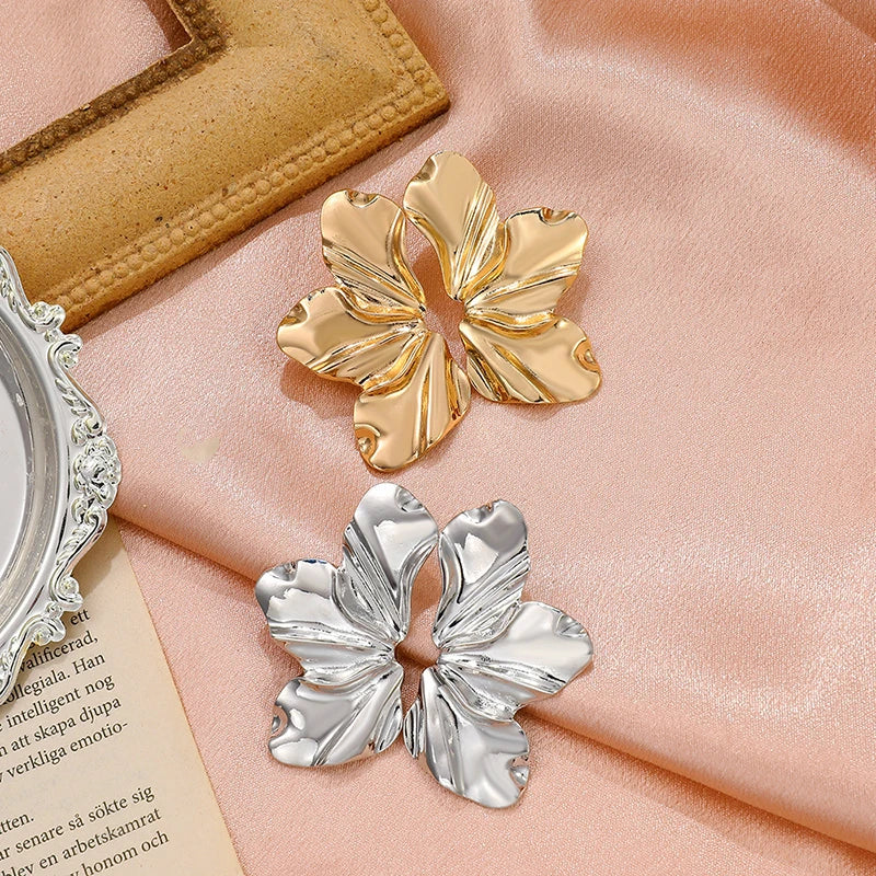 Stainless Steel Chic Petal Stud Earrings