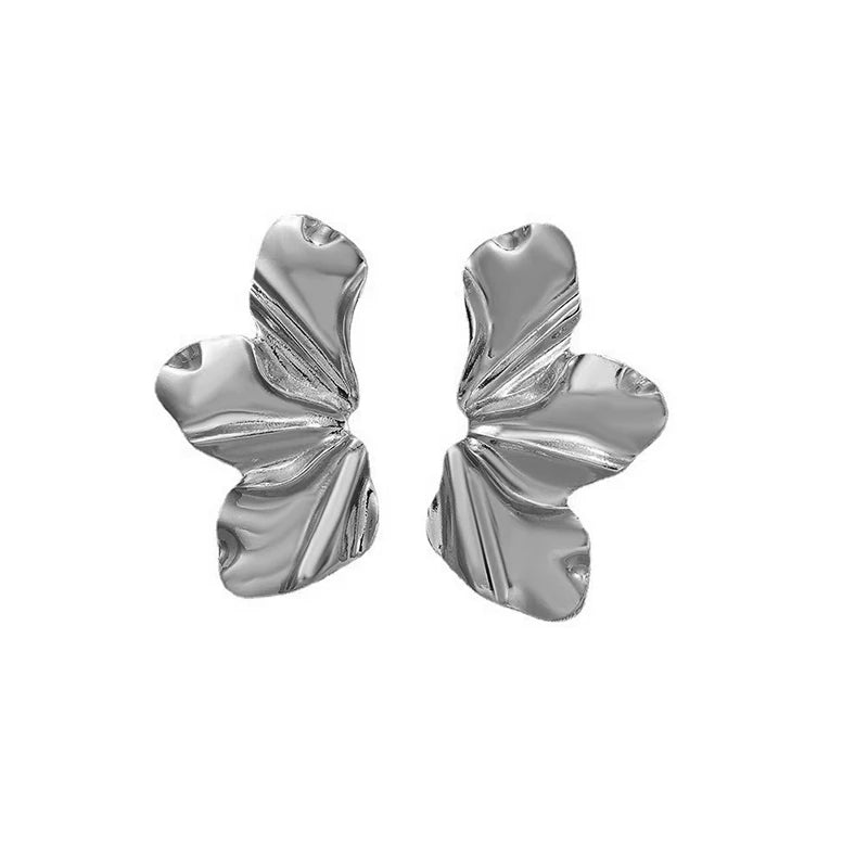Stainless Steel Chic Petal Stud Earrings