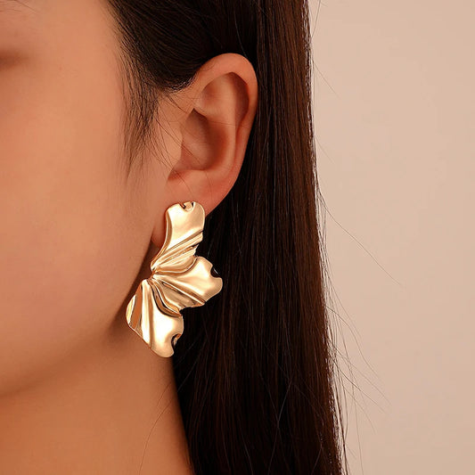 Stainless Steel Chic Petal Stud Earrings