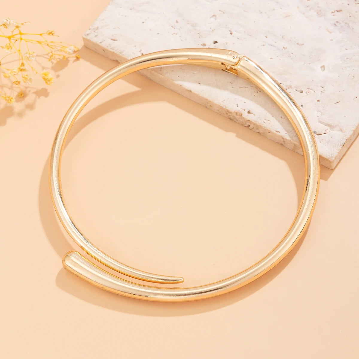 Water Drop Torques Choker Necklace, Open Cuff Bangle with Adjustable Ring
