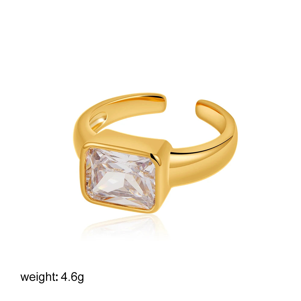 Stainless Steel 18K Gold Plated Zircon Rings