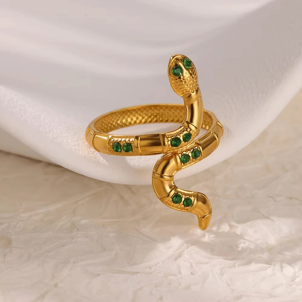Stainless Steel Green Zircon Rings
