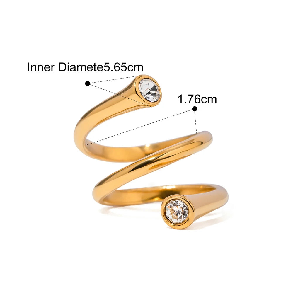Stainless Steel 18K Gold Plated Zircon Rings