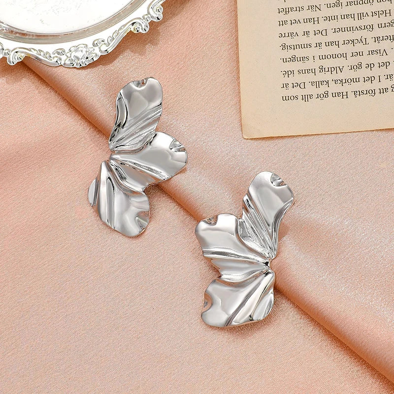 Stainless Steel Chic Petal Stud Earrings