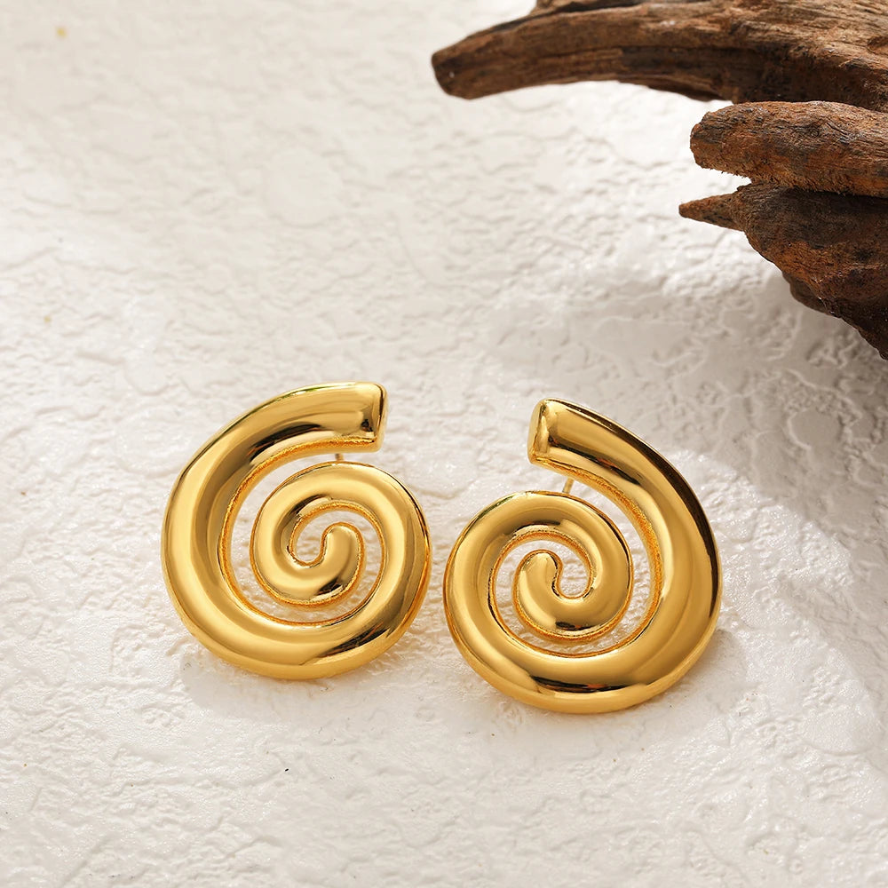 Stainless Steel Gold Plated Beach Shell Earrings