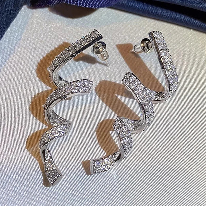 Rotational Ribbon Shaped Drop Earrings