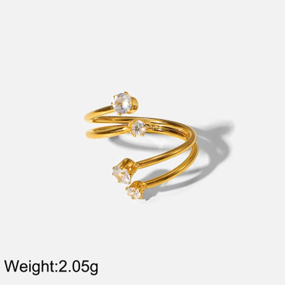 Stainless Steel 18K Gold Plated Zircon Rings