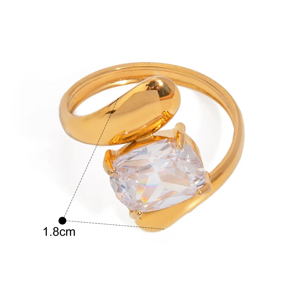Stainless Steel 18K Gold Plated Zircon Rings