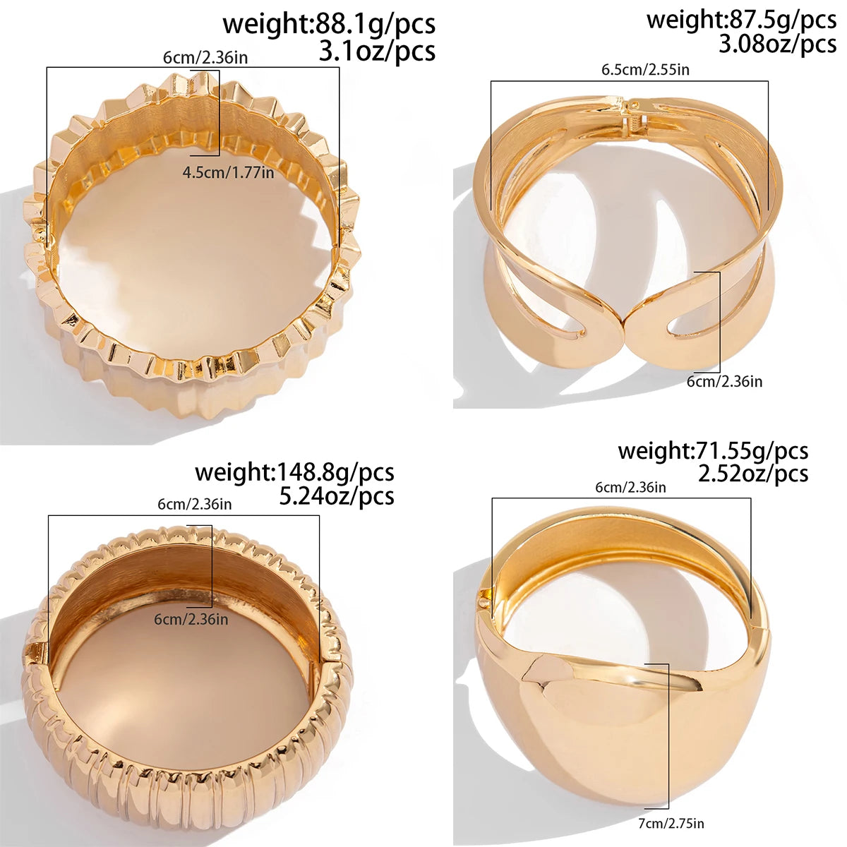 4 Styles of Exaggerated Chunky Cuff Bangles
