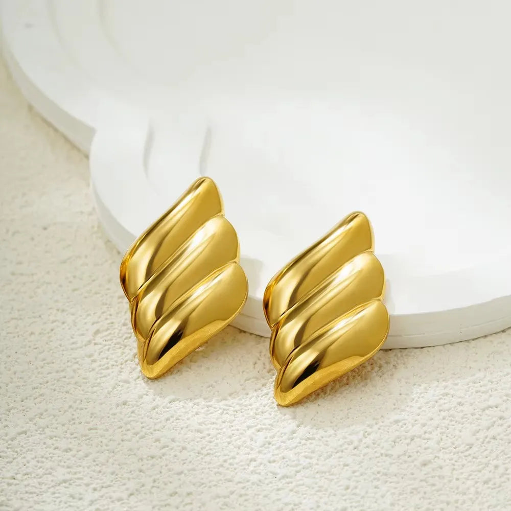 Stainless Steel Gold Plated Beach Shell Earrings