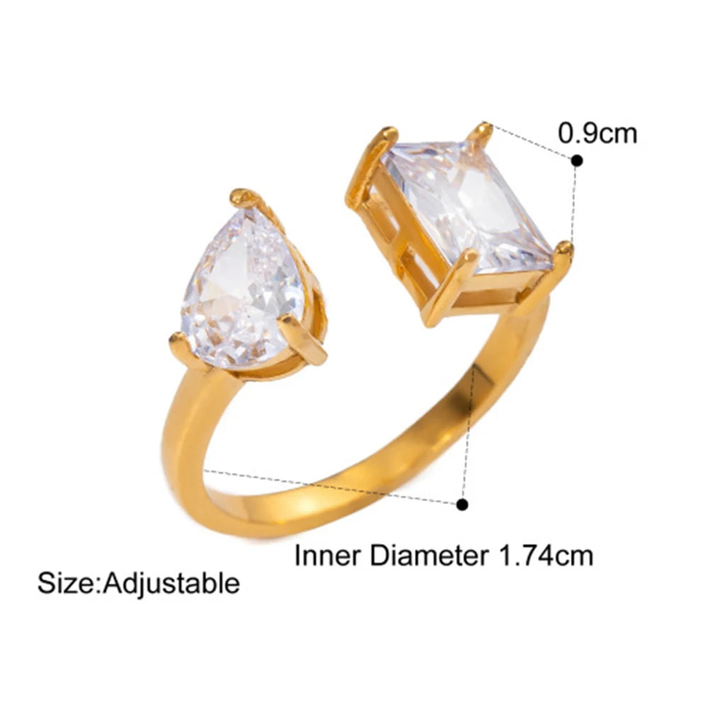 Stainless Steel 18K Gold Plated Zircon Rings