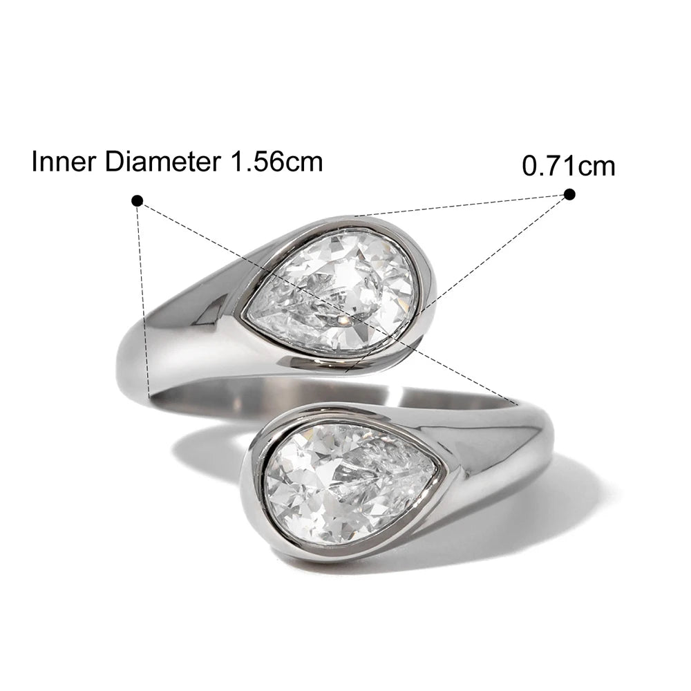 Stainless Steel 18K Gold Plated Zircon Rings