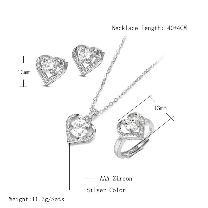 18K Gold & Silver Zircon Jewelry Sets