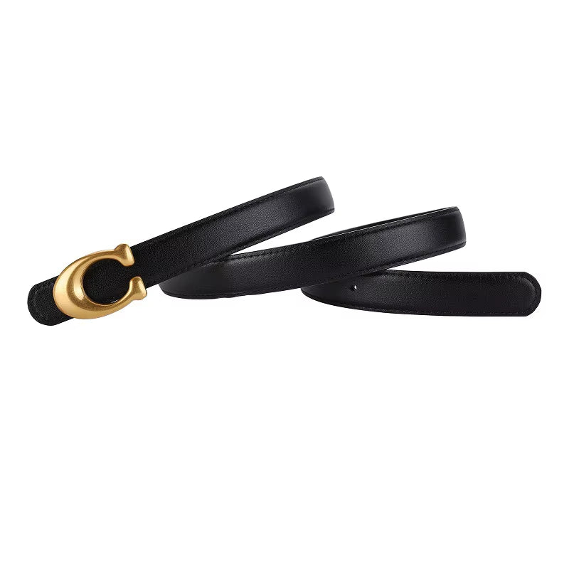 Gold Buckle Leather Belt